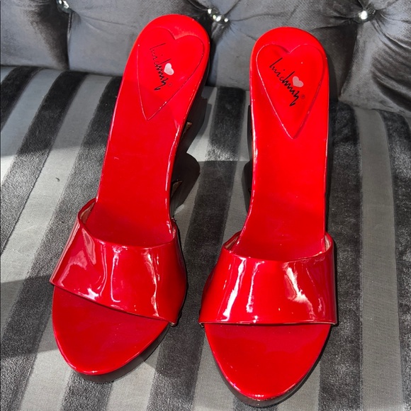 Luichiny Red Zigzag Heel Mules 🎀 - Picture 4 of 6